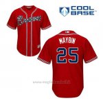 Maglia Baseball Uomo Atlanta Braves 25 Cameron Maybin Rosso Alterner Cool Base