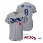 Maglia Baseball Uomo Los Angeles Dodgers Manny Machado Flex Base Autentico Collezione Majestic Grigio