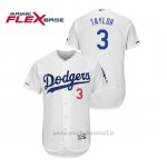 Maglia Baseball Uomo Los Angeles Dodgers Chris Taylor 150th Aniversario Patch Flex Base Bianco