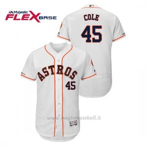 Maglia Baseball Uomo Houston Astros Gerrit Cole 150th Aniversario Patch Flex Base Bianco