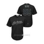 Maglia Baseball Hombre Cleveland Indians 55 Roberto Perez 2019 Players Weekend Bebo Replica Nero