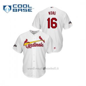 Maglia Baseball Uomo St. Louis Cardinals 16 Kolten Wong 2019 Postseason Cool Base Bianco