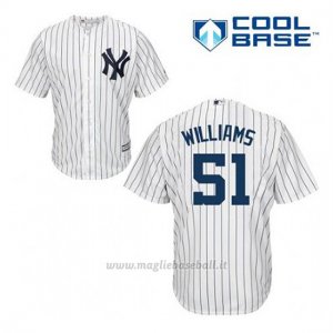 Maglia Baseball Uomo New York Yankees Bernie Williams 51 Bianco 1ªCool Base