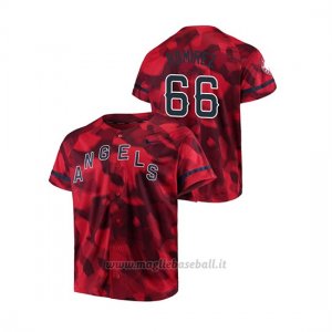 Maglia Baseball Hombre Los Angeles Angels Jc Ramirez Camuffamento Autentico Collezione Rosso