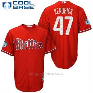Maglia Baseball Uomo Philadelphia Phillies Howie Kendrick Scarlet 2017 Allenamento Primaverile Cool Base Giocatore