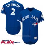 Maglia Baseball Uomo Toronto Blue Jays Troy Tulowitzki 2 Blu Flex Base Autentico Collezione 40 Anniversario