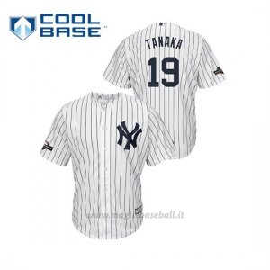 Maglia Baseball Uomo New Y Ork Yankees 19 Masahiro Tanaka 2019 Postseason Cool Base Bianco