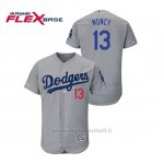 Maglia Baseball Uomo Los Angeles Dodgers Max Muncy 150th Aniversario Patch Flex Base Grigio