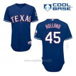 Maglia Baseball Uomo Texas Rangers Derek Holland 45 Blu Alterner Cool Base