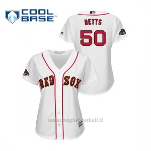 Maglia Baseball Donna Boston Red Sox Mookie Betts 2019 Gold Program Cool Base Bianco