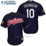 Maglia Baseball Uomo Cleveland Indians Edwin Encarnacion 10 Blu 2017 Allenamento Primaverile Cool Base Giocatore
