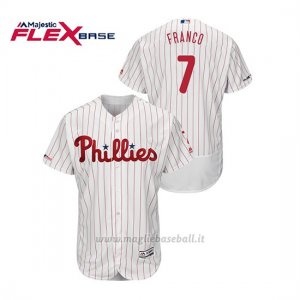 Maglia Baseball Uomo Philadelphia Phillies Maikel Franco 150th Aniversario Patch Flex Base Bianco