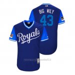 Maglia Baseball Uomo Kansas City Royals Wily Peralta 2018 Llws Players Weekend Big Wily Royal