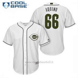 Maglia Baseball Uomo Cincinnati Reds 66 Aristides Aquino Bianco2018 Alterner Cool Base