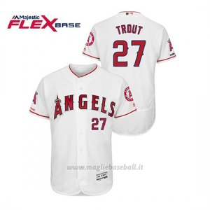 Maglia Baseball Uomo Los Angeles Angels Mike Trout 150th Aniversario Patch Flex Base Bianco
