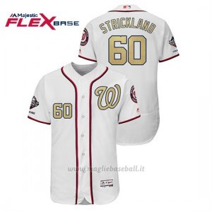 Maglia Baseball Uomo Washington Nationals 60 Hunter Strickland 2019 Gold Program Flex Base Bianco