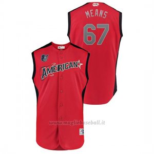 Maglia Baseball Hombre Baltimore Baltimore Orioles 2019 All Star Game Workout American League John Means Rosso