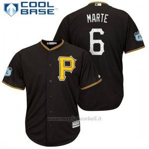 Maglia Baseball Uomo Pittsburgh Pirates Starling Marte Nero 2017 Allenamento Primaverile Cool Base Giocatore