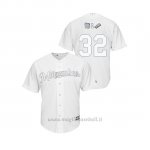 Maglia Baseball Hombre Milwaukee Brewers 32 Jeremy Jeffress 2019 Players Weekend Replica Bianco