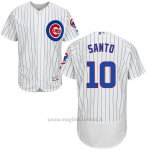 Maglia Baseball Uomo Chicago Cubs 10 Ron Santo Majestic Autentico Collezione Bianco Flex Base