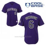 Maglia Baseball Uomo Colorado Rockies Corey Dickerson 6 Viola Alterner Cool Base