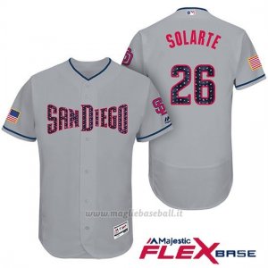 Maglia Baseball Uomo San Diego Padres 2017 Estrellas y Rayas Yangervis Solarte Grigio Flex Base