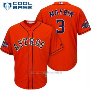 Maglia Baseball Uomo Houston Astros 2017 World Series Campione Cameron Maybin Arancione Cool Base