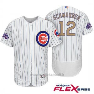 Maglia Baseball Uomo Chicago Cubs 12 Kyle Schwarber Bianco Or Program Flex Base