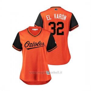 Maglia Baseball Donna Baltimore Orioles Yefry Ramirez 2018 Llws Players Weekend El Varon Orange