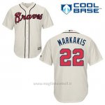 Maglia Baseball Uomo Atlanta Braves 22 Nick Markakis Crema Alterner Cool Base