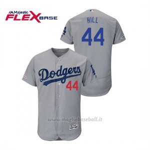 Maglia Baseball Uomo Los Angeles Dodgers Rich Hill 150th Aniversario Patch Flex Base Grigio