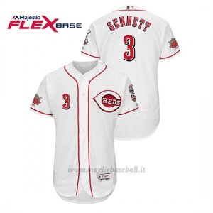 Maglia Baseball Uomo Cincinnati Reds Scooter Gennett 150th Aniversario Patch Flex Base Bianco