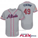 Maglia Baseball Uomo Atlanta Braves 2017 Estrellas y Rayas 49 Julio Teheran Grigio Flex Base