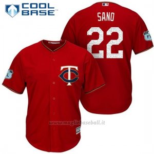 Maglia Baseball Uomo Minnesota Twins Miguel Sano Scarlet 2017 Allenamento Primaverile Cool Base Giocatore