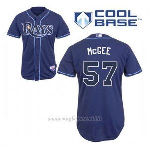 Maglia Baseball Uomo Tampa Bay Rays Jake Mcgee 57 Blu Blu Alterner Cool Base
