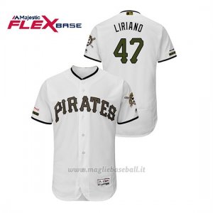 Maglia Baseball Uomo Pittsburgh Pirates Francisco Liriano 150th Aniversario Patch Autentico Flex Base Bianco