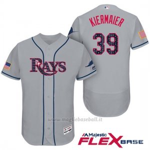 Maglia Baseball Uomo Tampa Bay Rays 2017 Estrellas y Rayas Kevin Kiermaier Grigio Flex Base