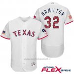 Maglia Baseball Uomo Texas Rangers 2017 Estrellas y Rayas Josh Hamilton Bianco Flex Base
