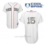 Maglia Baseball Uomo Boston Red Sox 15 Dustin Pedroia Bianco Usmc Cool Base