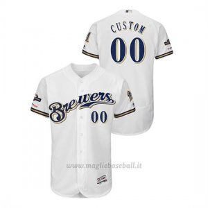 Maglia Baseball Uomo Milwaukee Brewers Personalizzate 2019 Postseason Flex Base Bianco