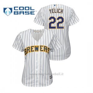 Maglia Baseball Donna Milwaukee Brewers 22 Christian Yelich Cool Base Majestic Primera Bianco