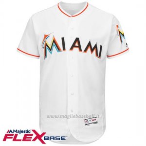 Maglia Baseball Uomo Miami Marlins Blank Bianco Flex Base Autentico Collezione