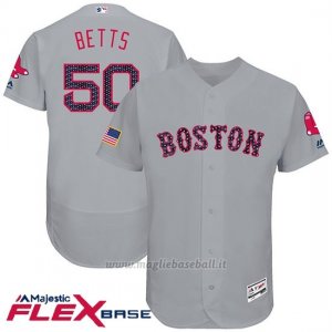 Maglia Baseball Uomo Boston Red Sox 2017 Estrellas y Rayas 50 Mookie Betts Grigio Flex Base