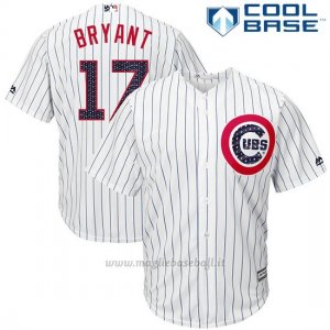 Maglia Baseball Uomo Chicago Cubs 2017 Estrellas y Rayas 17 Kris Bryant Bianco Cool Base