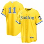 Maglia Baseball Uomo Boston Red Sox Rafael Devers 2021 City Connect Replica Oro2