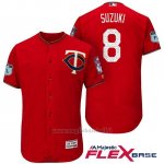Maglia Baseball Uomo Minnesota Twins Kurt Suzuki Scarlet 2017 Allenamento Primaverile Flex Base Giocatore