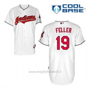 Maglia Baseball Uomo Cleveland Indians Bob Feller 19 Bianco 1ªCool Base