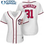 Maglia Baseball Donna Washington Nationals 31 Max Scherzer Bianco2017 Cool Base