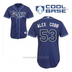 Maglia Baseball Uomo Tampa Bay Rays Alex Cobb 53 Blu Blu Alterner Cool Base