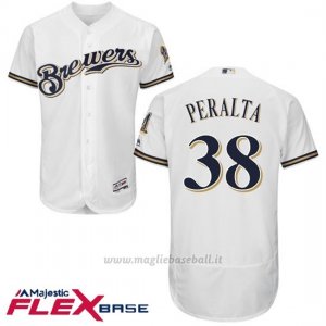 Maglia Baseball Uomo Milwaukee Brewers Wily Peralta Bianco Autentico Collezione Flex Base Custom